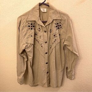 INFO Embellished Long Sleeve Western Style Shirt